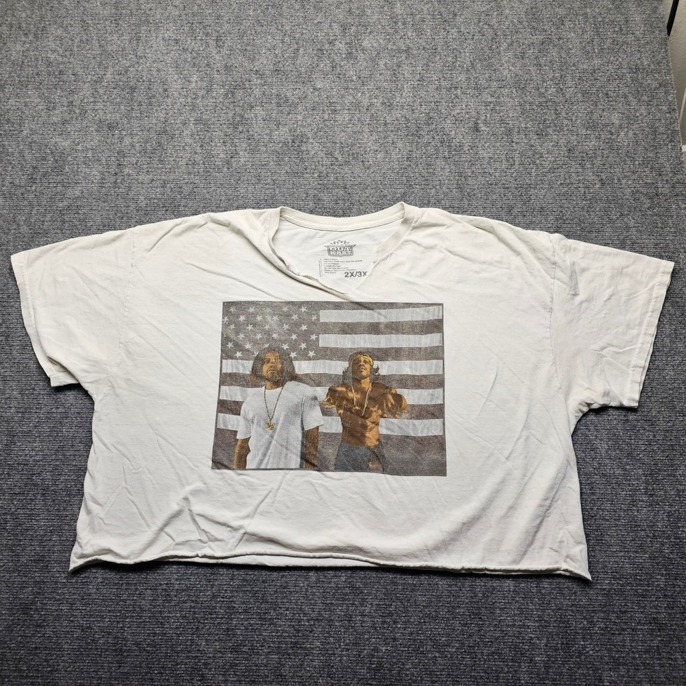 Outkast Stankonia Graphic Crop Top T-Shirt White 2X/3X Distressed Raw Hem